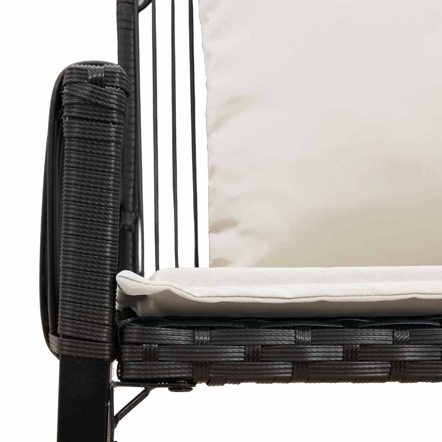 vidaXL Εξωτερικός πάγκος 4 pcs Μαύρο και Κρεμ Λευκό συνθετικό ρατάν