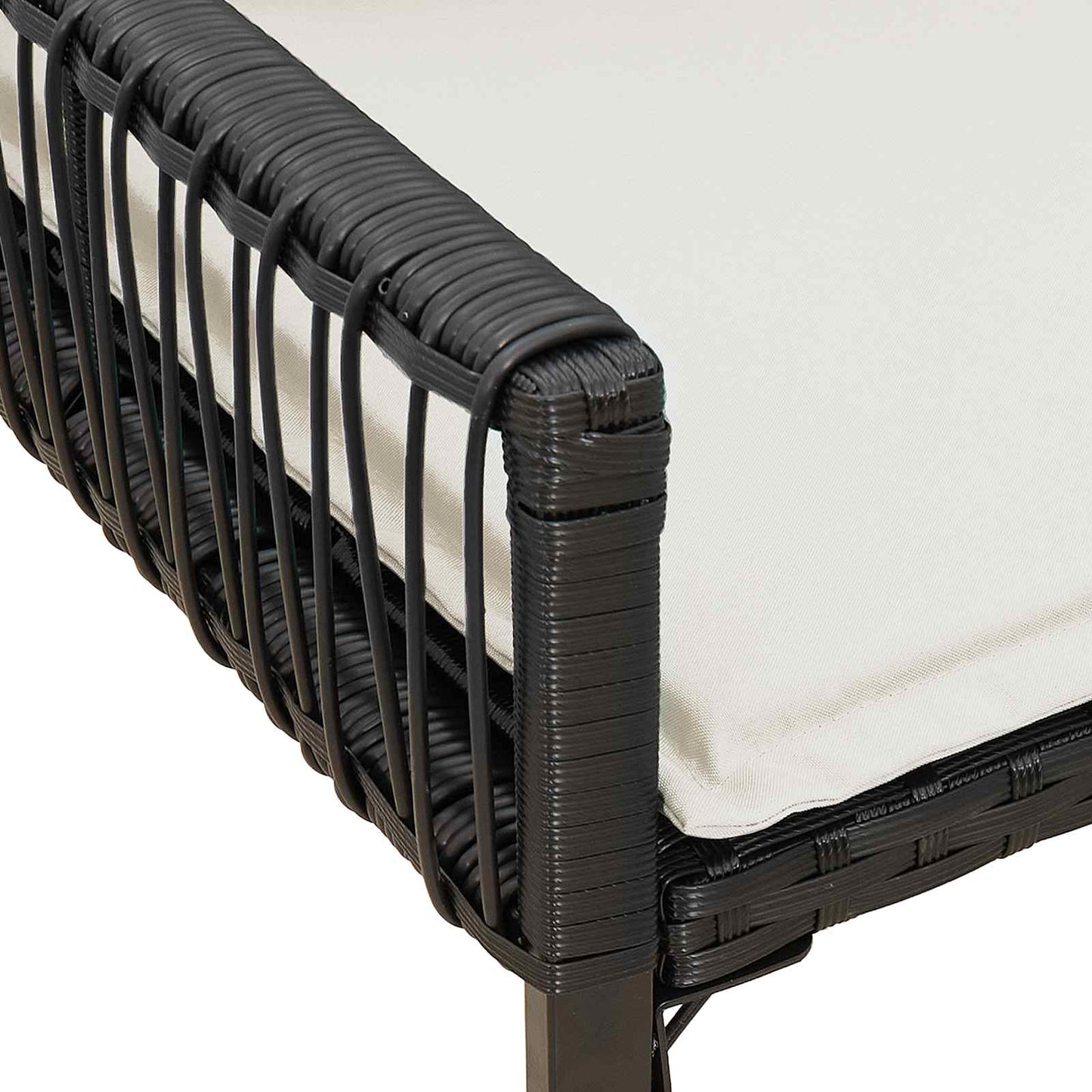 vidaXL Εξωτερικός πάγκος 4 pcs Μαύρο και Κρεμ Λευκό συνθετικό ρατάν