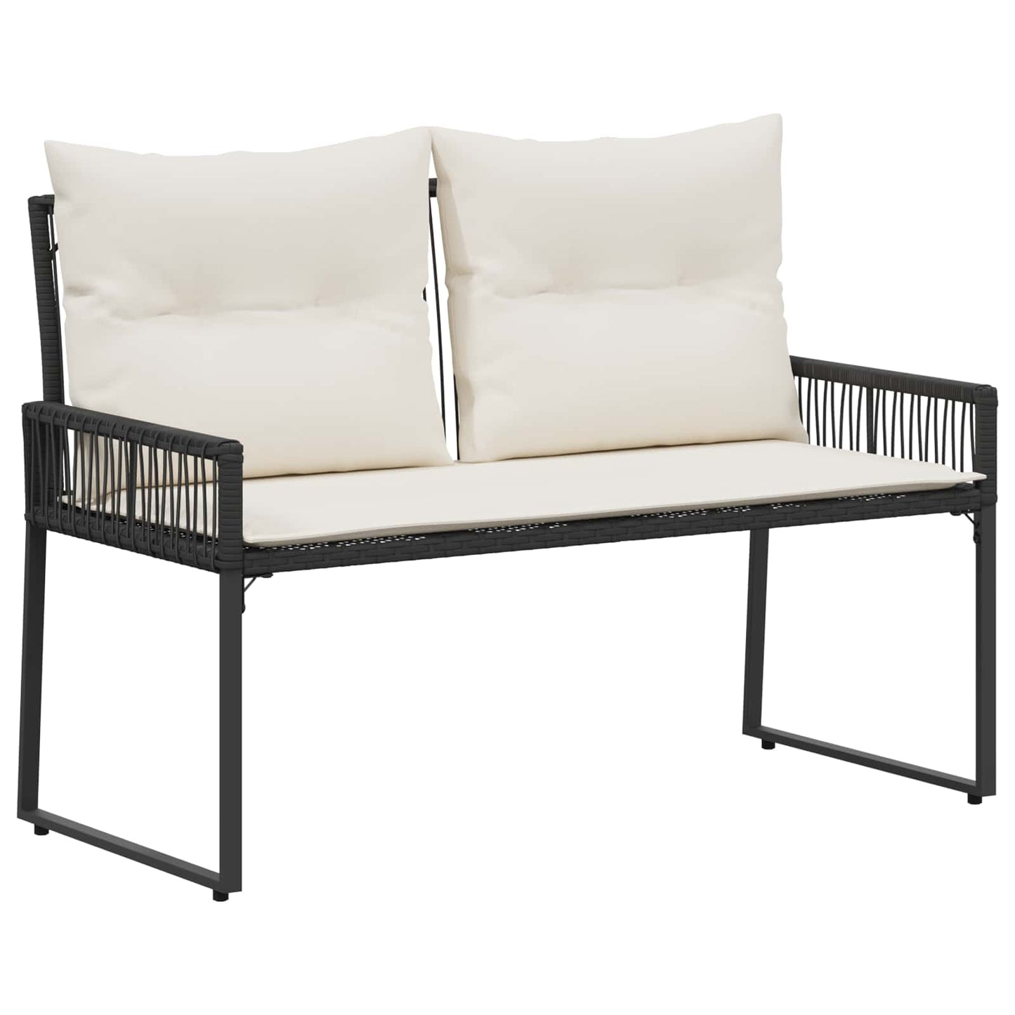vidaXL Εξωτερικός πάγκος 4 pcs Μαύρο και Κρεμ Λευκό συνθετικό ρατάν