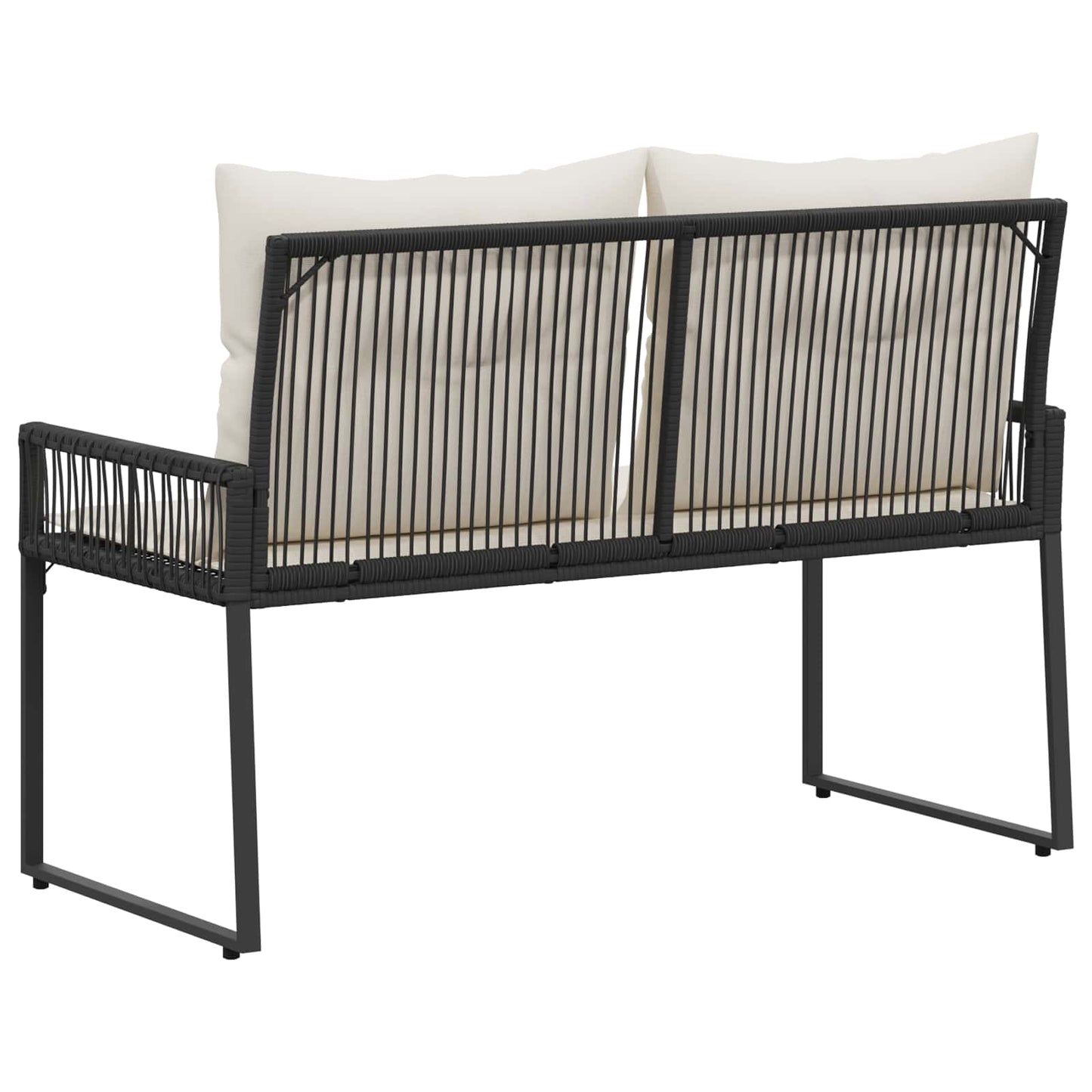 vidaXL Εξωτερικός πάγκος 4 pcs Μαύρο και Κρεμ Λευκό συνθετικό ρατάν