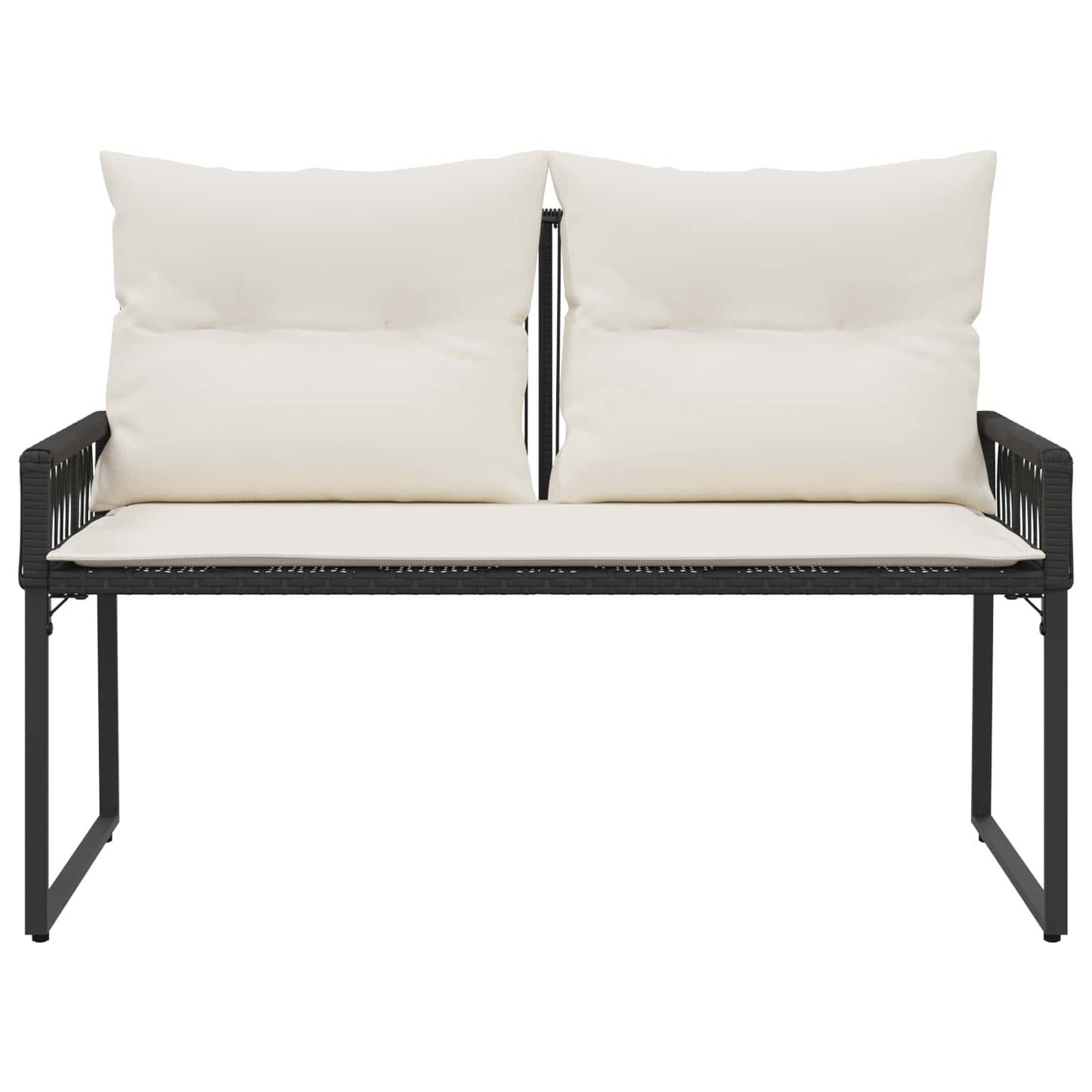 vidaXL Εξωτερικός πάγκος 4 pcs Μαύρο και Κρεμ Λευκό συνθετικό ρατάν