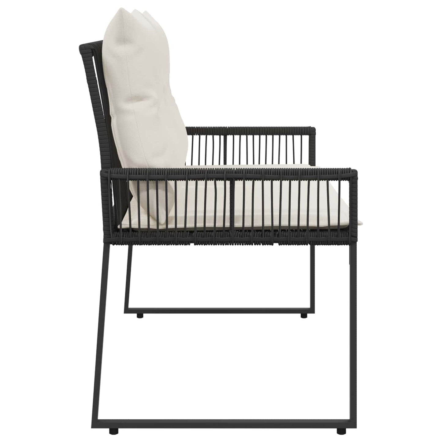 vidaXL Εξωτερικός πάγκος 4 pcs Μαύρο και Κρεμ Λευκό συνθετικό ρατάν