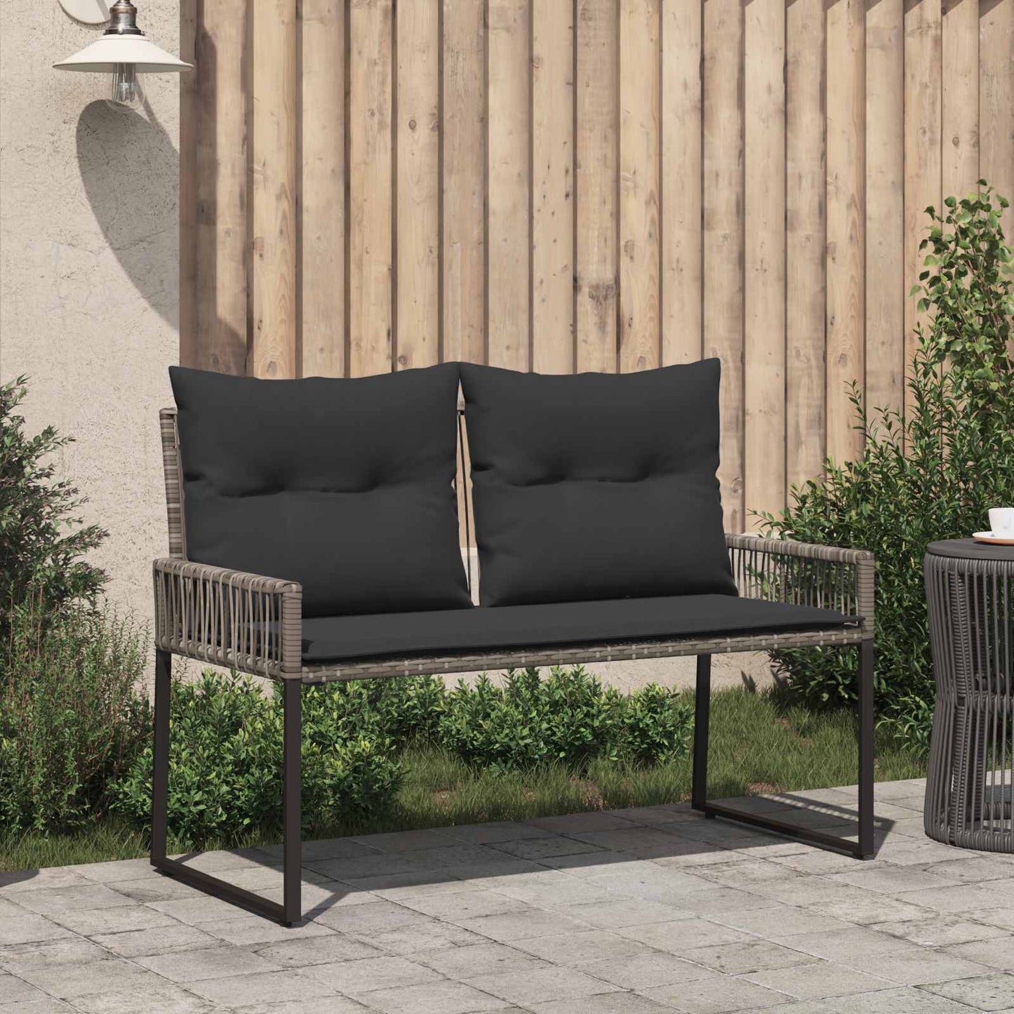 vidaXL Εξωτερικός πάγκος 4 pcs Γκρι και Σκούρο Γκρι συνθετικό ρατάν