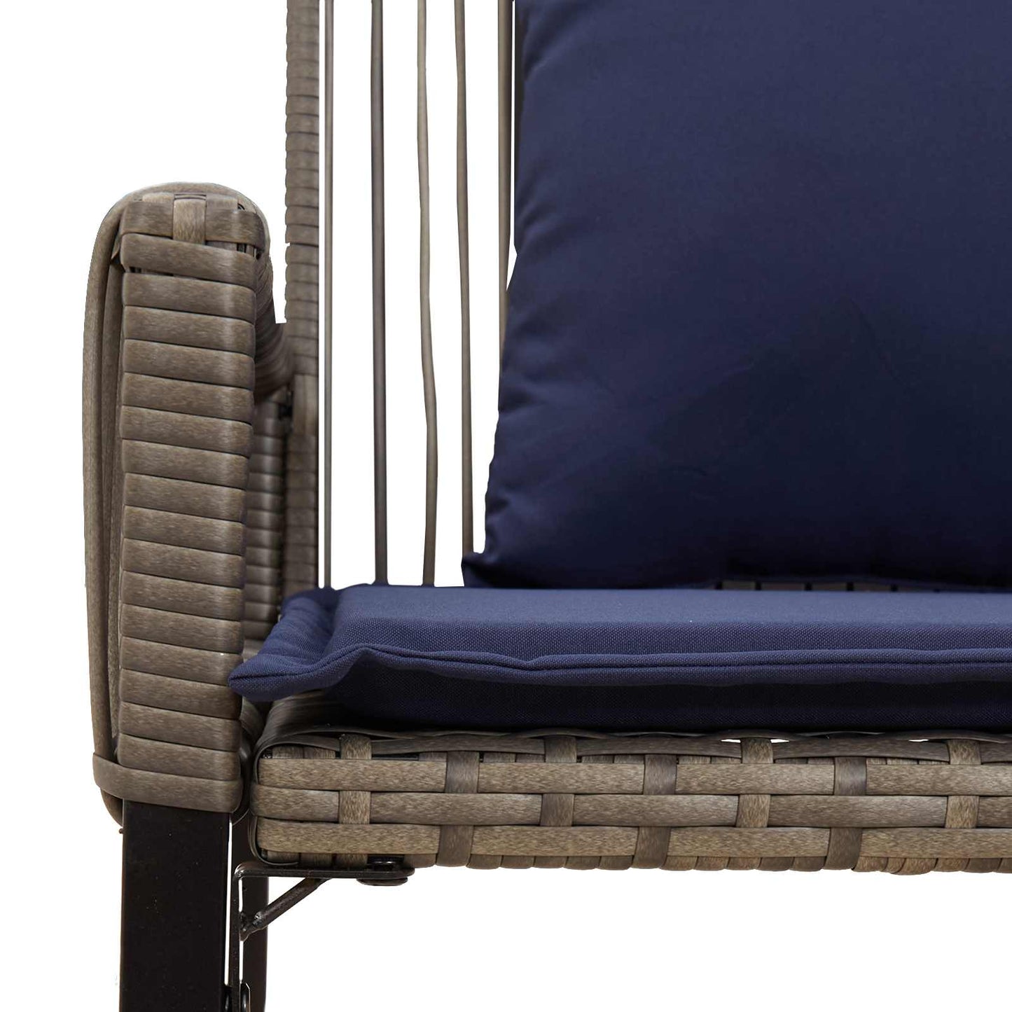 vidaXL Εξωτερικός πάγκος 4 pcs Γκρι και Navy Blue συνθετικό ρατάν