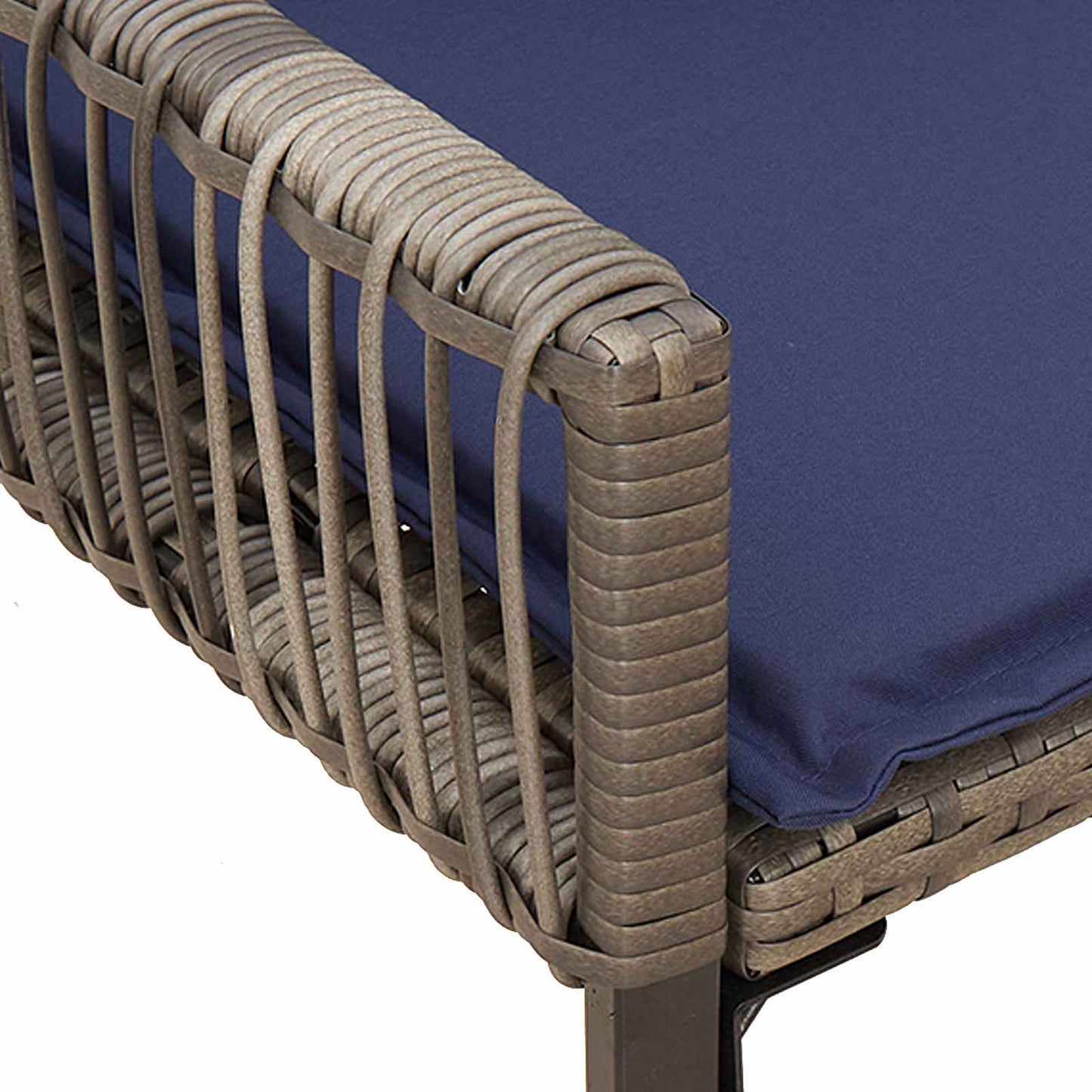 vidaXL Εξωτερικός πάγκος 4 pcs Γκρι και Navy Blue συνθετικό ρατάν