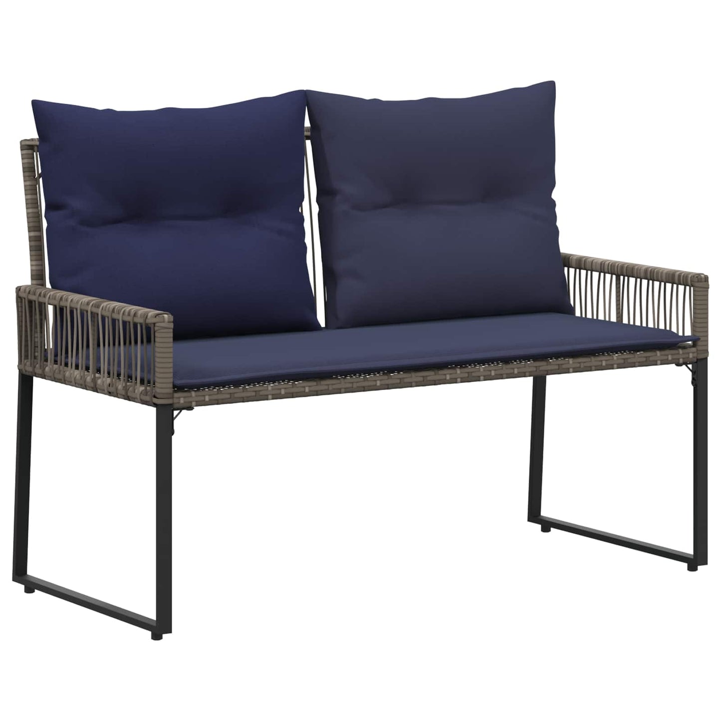vidaXL Εξωτερικός πάγκος 4 pcs Γκρι και Navy Blue συνθετικό ρατάν