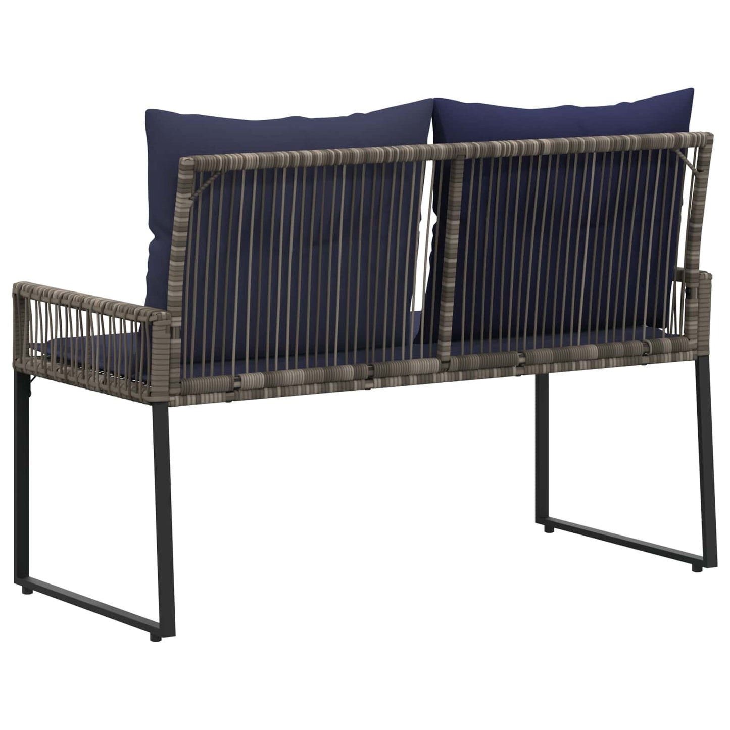 vidaXL Εξωτερικός πάγκος 4 pcs Γκρι και Navy Blue συνθετικό ρατάν