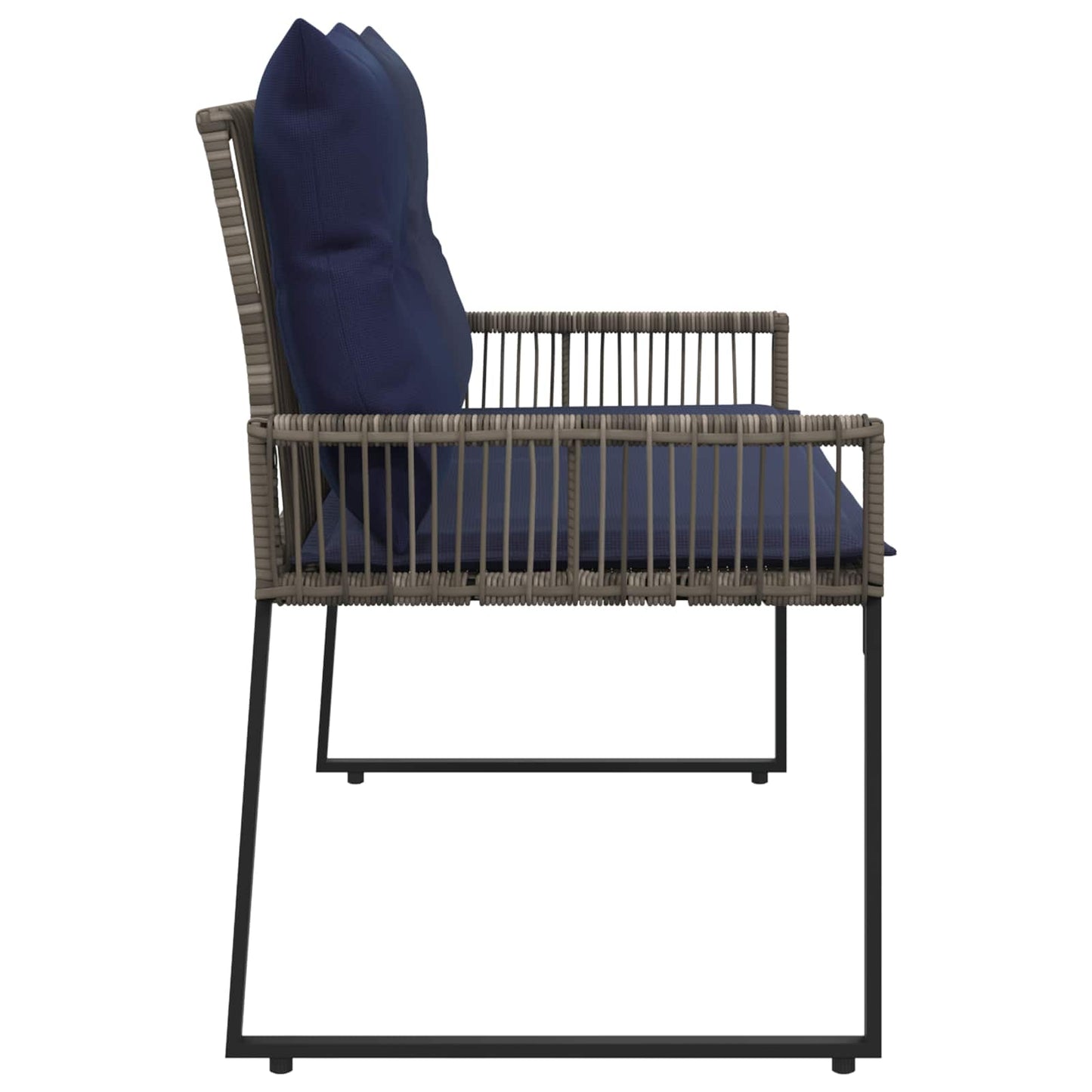 vidaXL Εξωτερικός πάγκος 4 pcs Γκρι και Navy Blue συνθετικό ρατάν