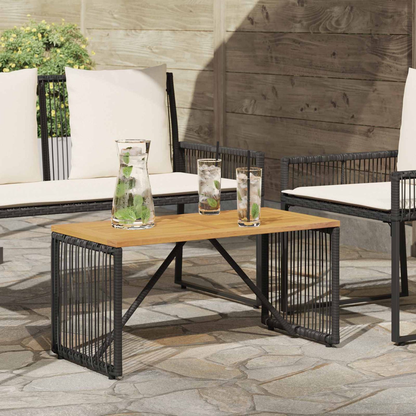 vidaXL Εξωτερικό Τραπέζι Μαύρο και Καφέ 80 x 40 x 40 cm