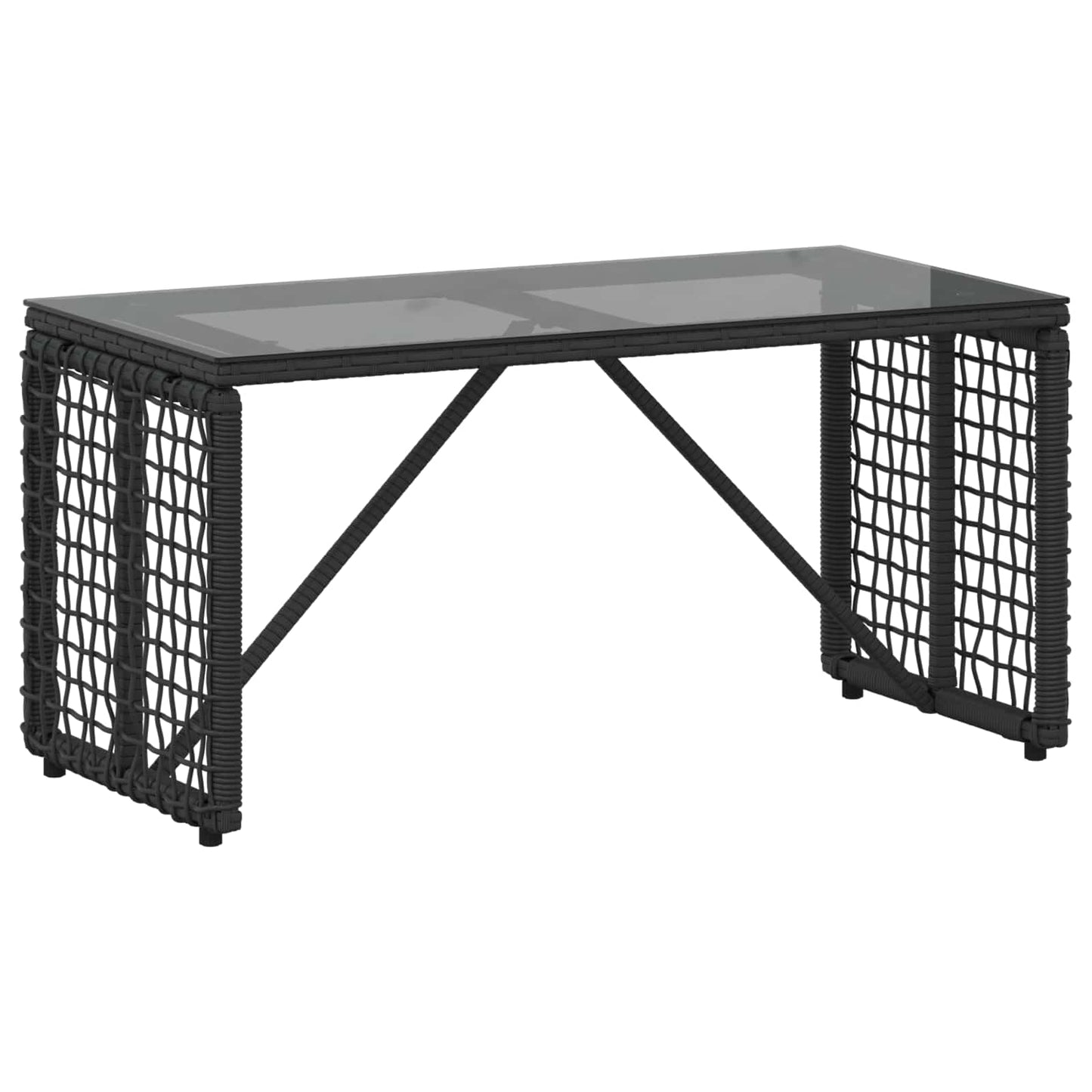 vidaXL Εξωτερικό Τραπέζι Μαύρο 80 x 40 x 40 cm PE Rattan και Γυαλί