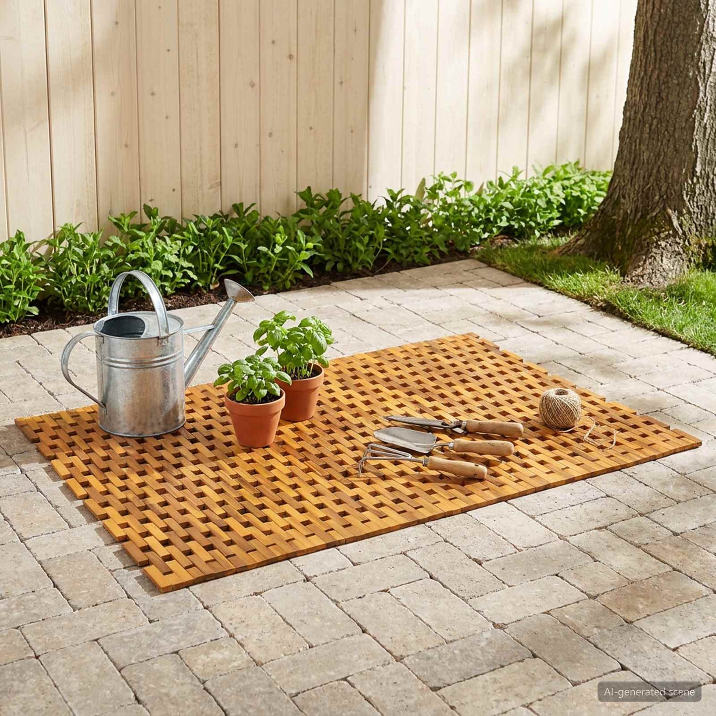 vidaXL Πατάκια μπάνιου Φυσικό 95 x 140 cm Στερεό Ξύλο Ακακίας