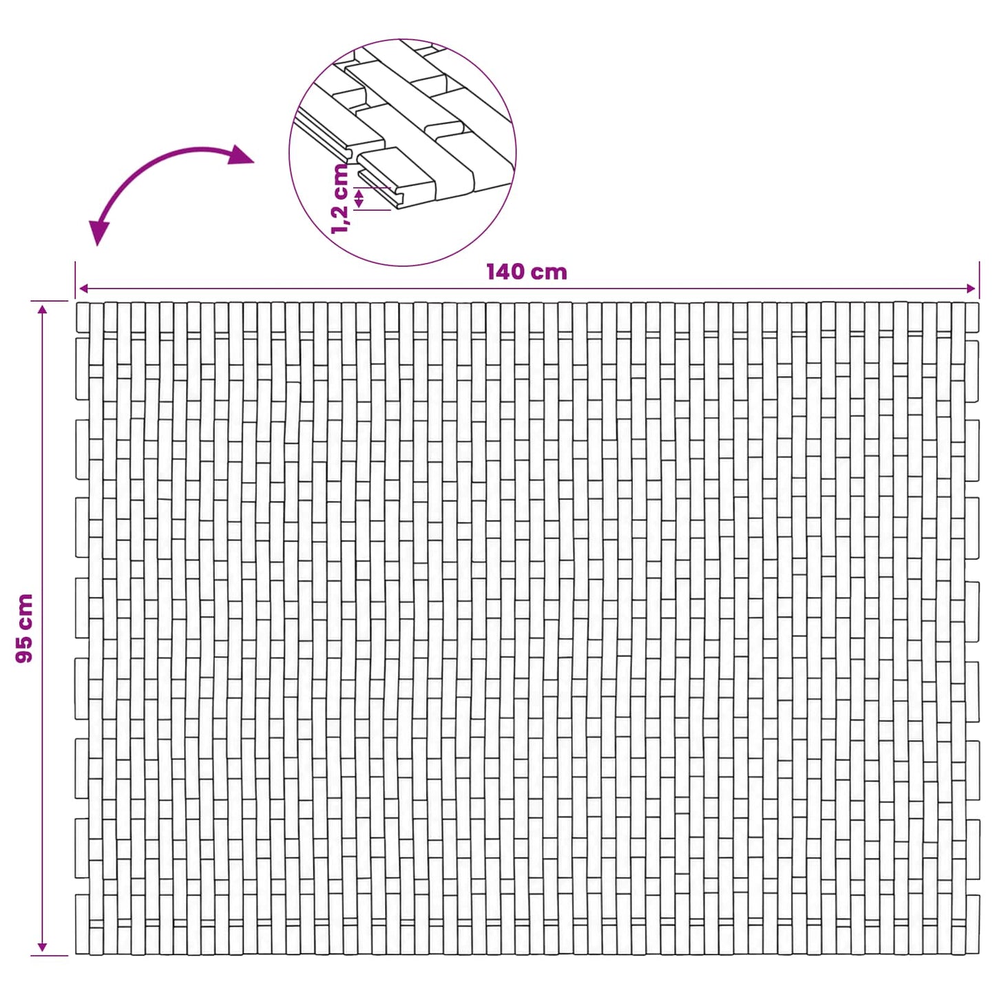 vidaXL Πατάκια μπάνιου Φυσικό 95 x 140 cm Στερεό Ξύλο Ακακίας