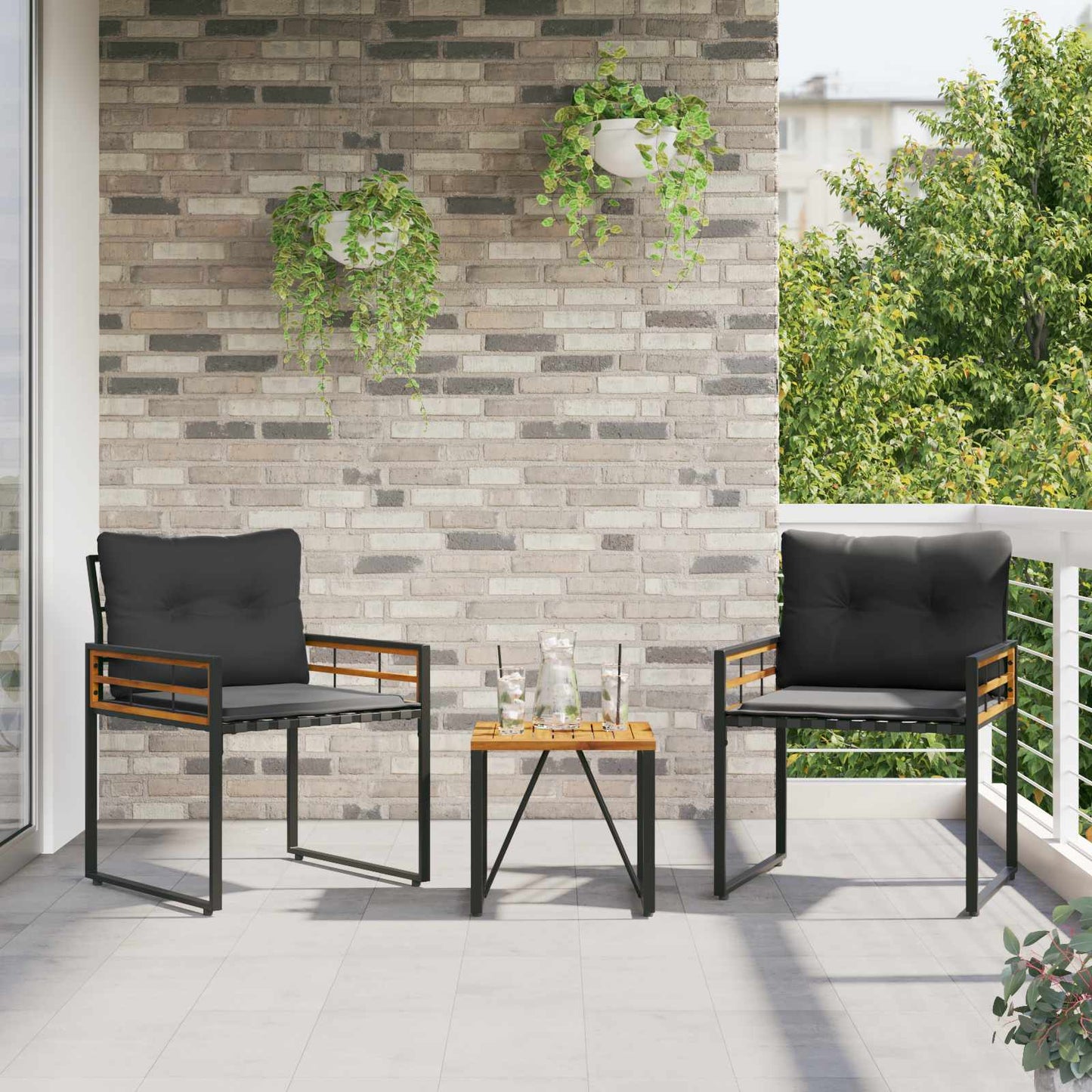 vidaXL Σετ Εξωτερικών Επίπλων με μαξιλάρι 3 pcs Σκούρο Γκρι