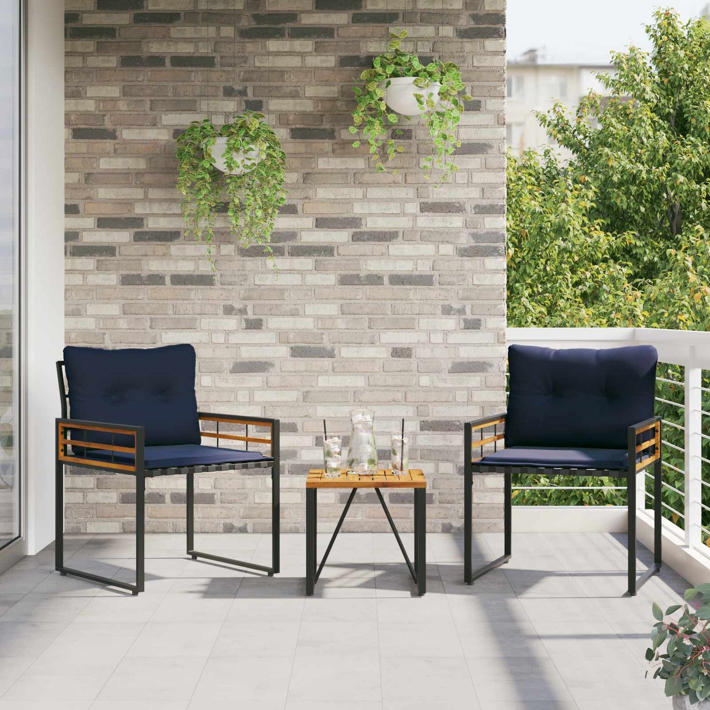 vidaXL Σετ Εξωτερικών Επίπλων με μαξιλάρι 3 pcs Ναυτικό μπλε