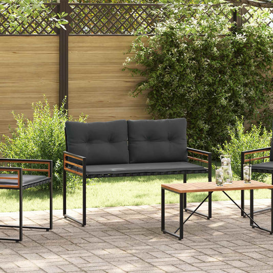 vidaXL Ξύλινο Στρώμα Παγκάκι με μαξιλάρι Σκούρο Γκρι 114 x 55 x 77 εκ