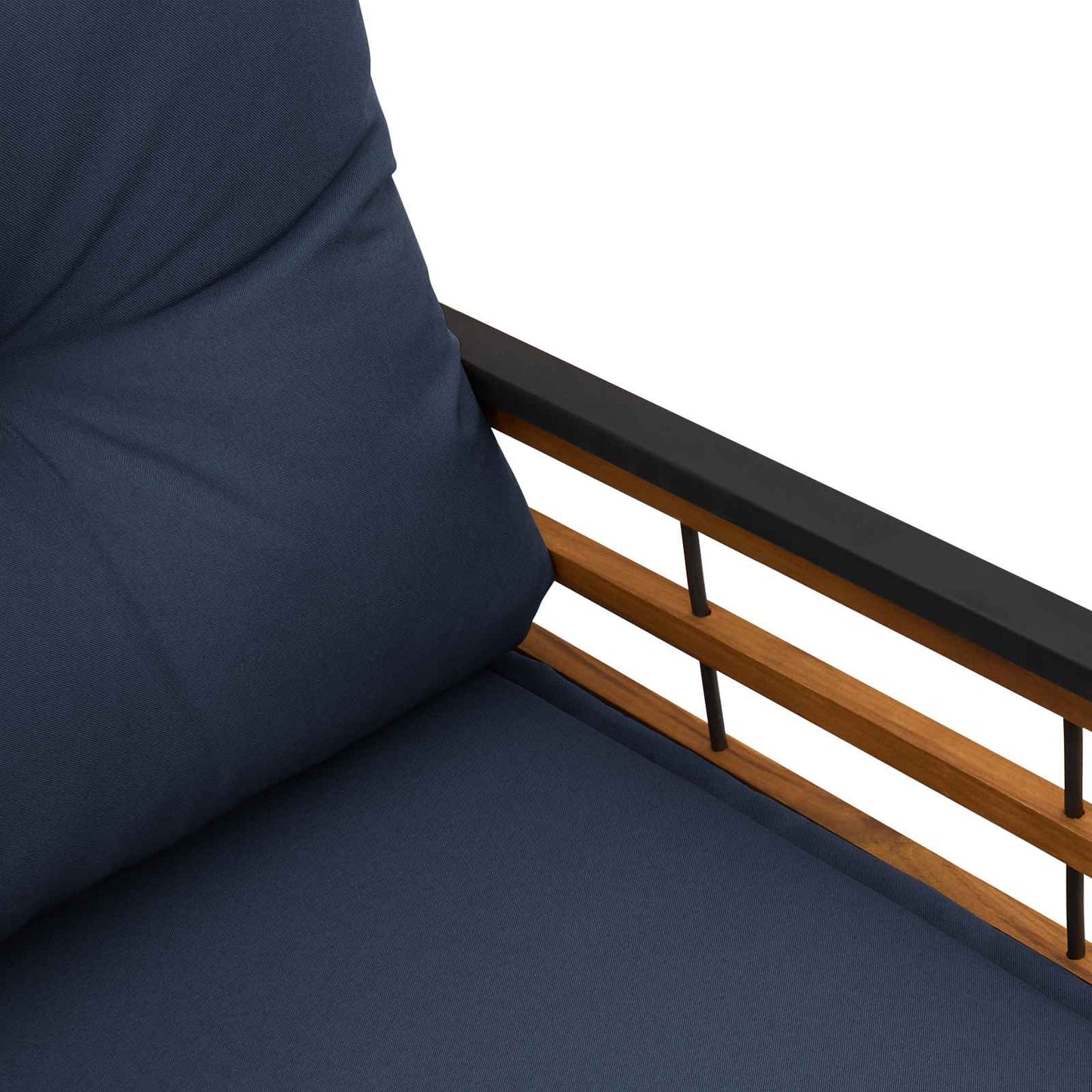 vidaXL Ξύλινο Στρώμα Παγκάκι με μαξιλάρι Ναυτικό μπλε 114 x 55 x 77 εκ