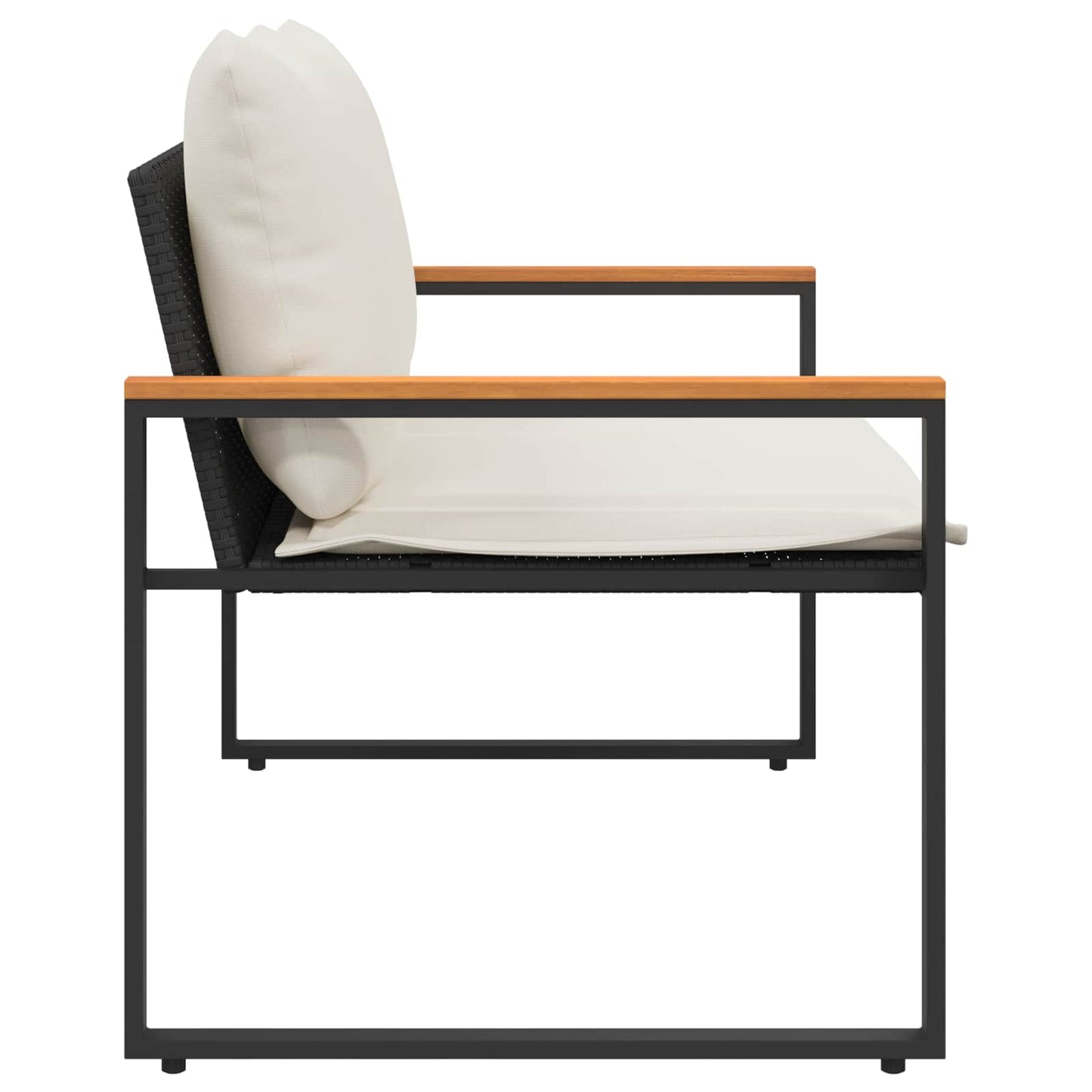 vidaXL παγκάκι Μαύρο και Κρεμ Λευκό 115 x 65 x 72 εκ. Ρατάν