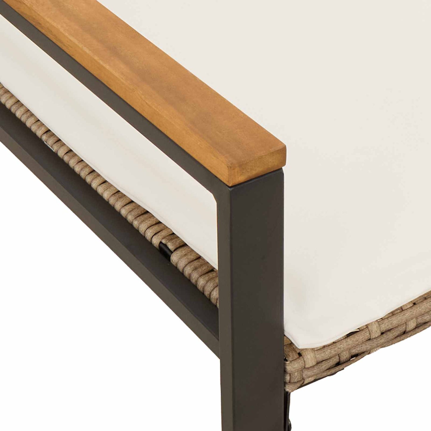 vidaXL παγκάκι με μαξιλάρι Μπεζ και Κρέμ 115 x 65 x 72 εκ. Ρατάν