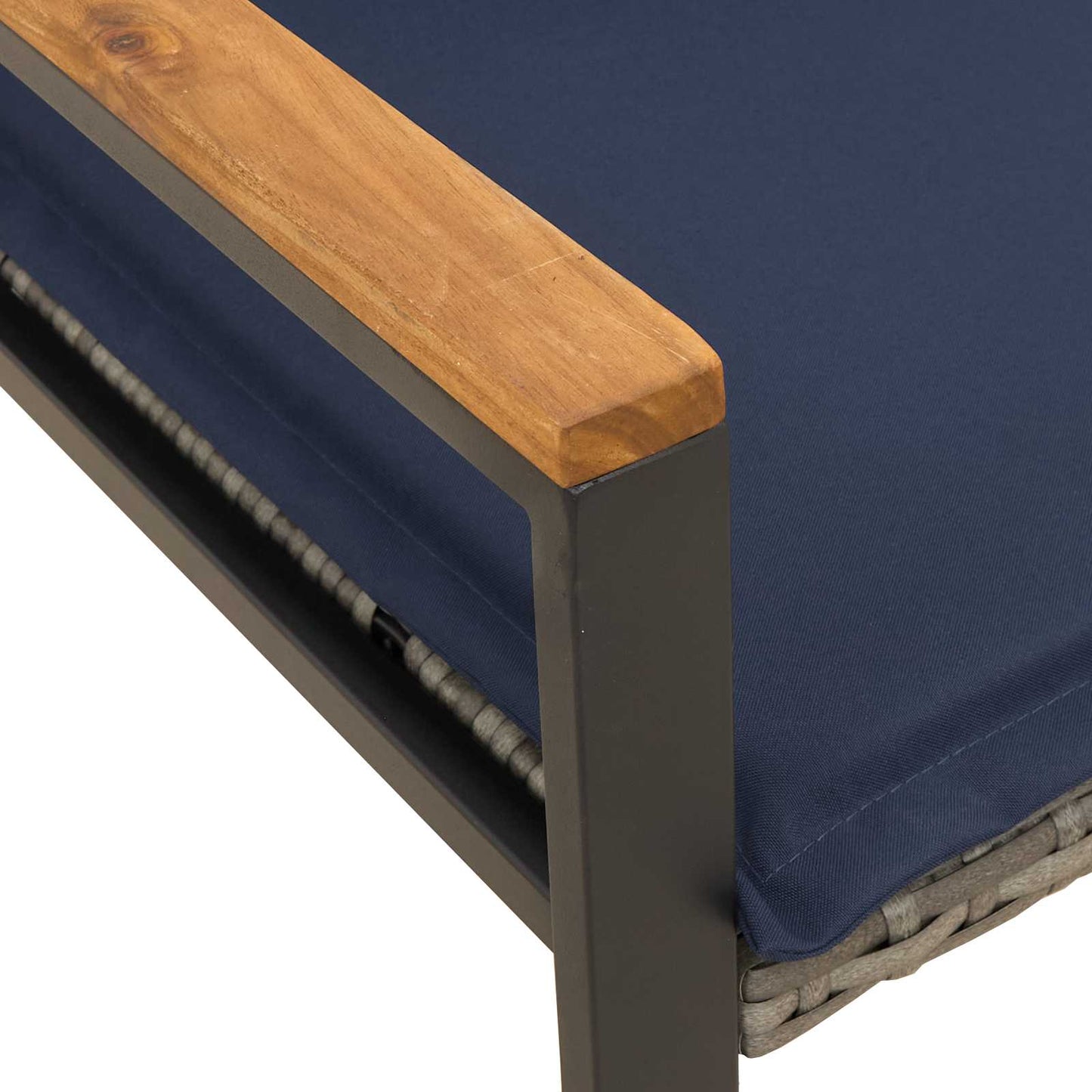 vidaXL παγκάκι με μαξιλάρι Γκρι και Navy Blue 115 x 65 x 72 εκ. Ρατάν