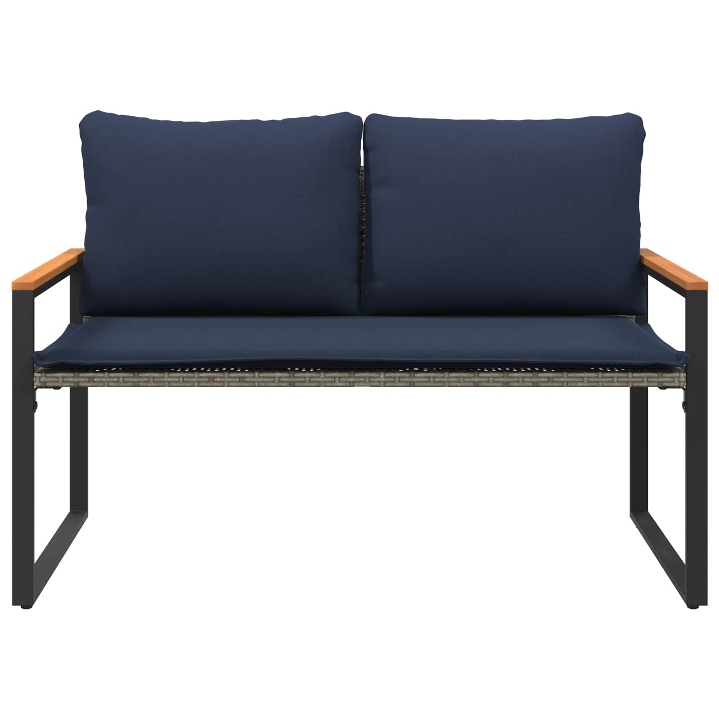 vidaXL παγκάκι με μαξιλάρι Γκρι και Navy Blue 115 x 65 x 72 εκ. Ρατάν