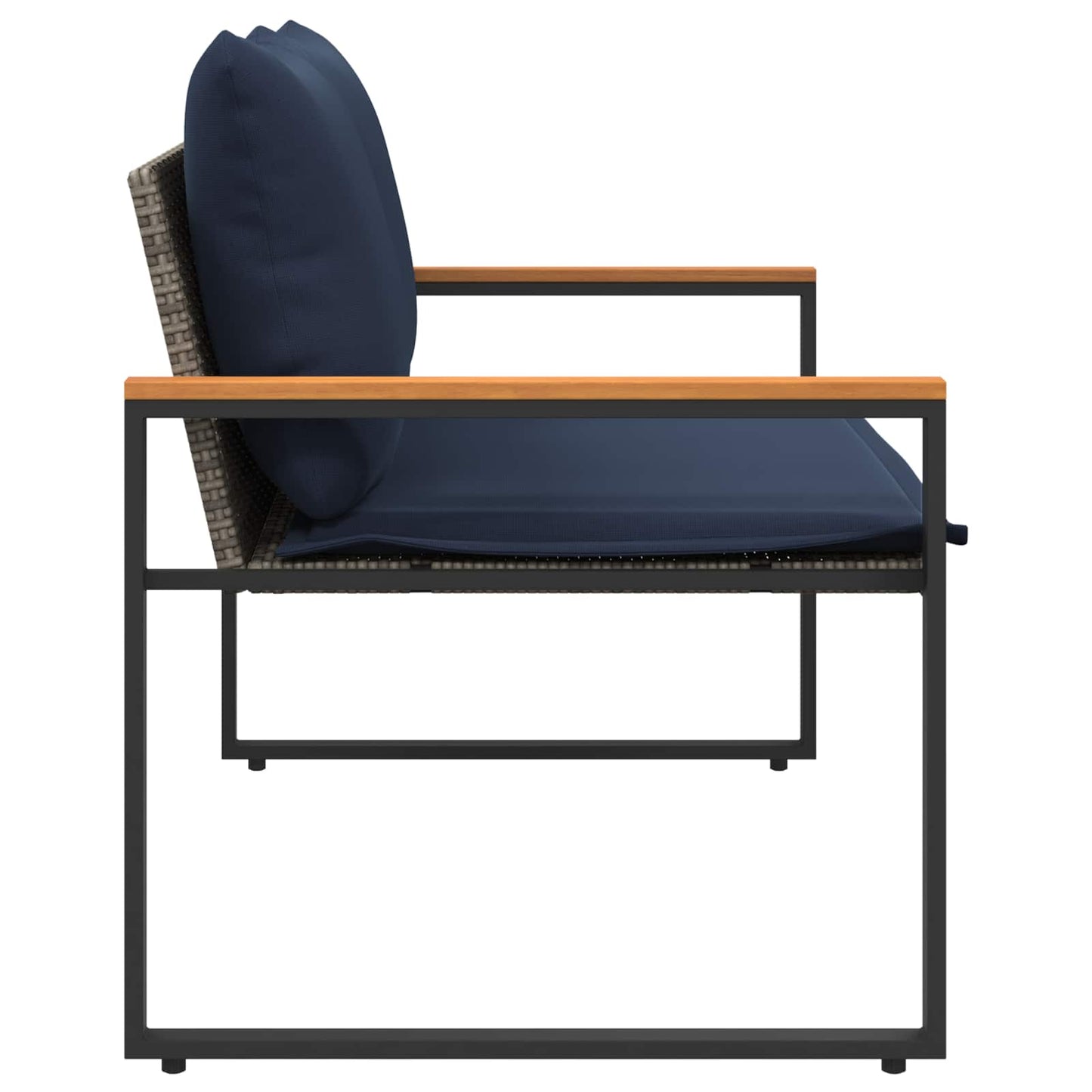 vidaXL παγκάκι με μαξιλάρι Γκρι και Navy Blue 115 x 65 x 72 εκ. Ρατάν