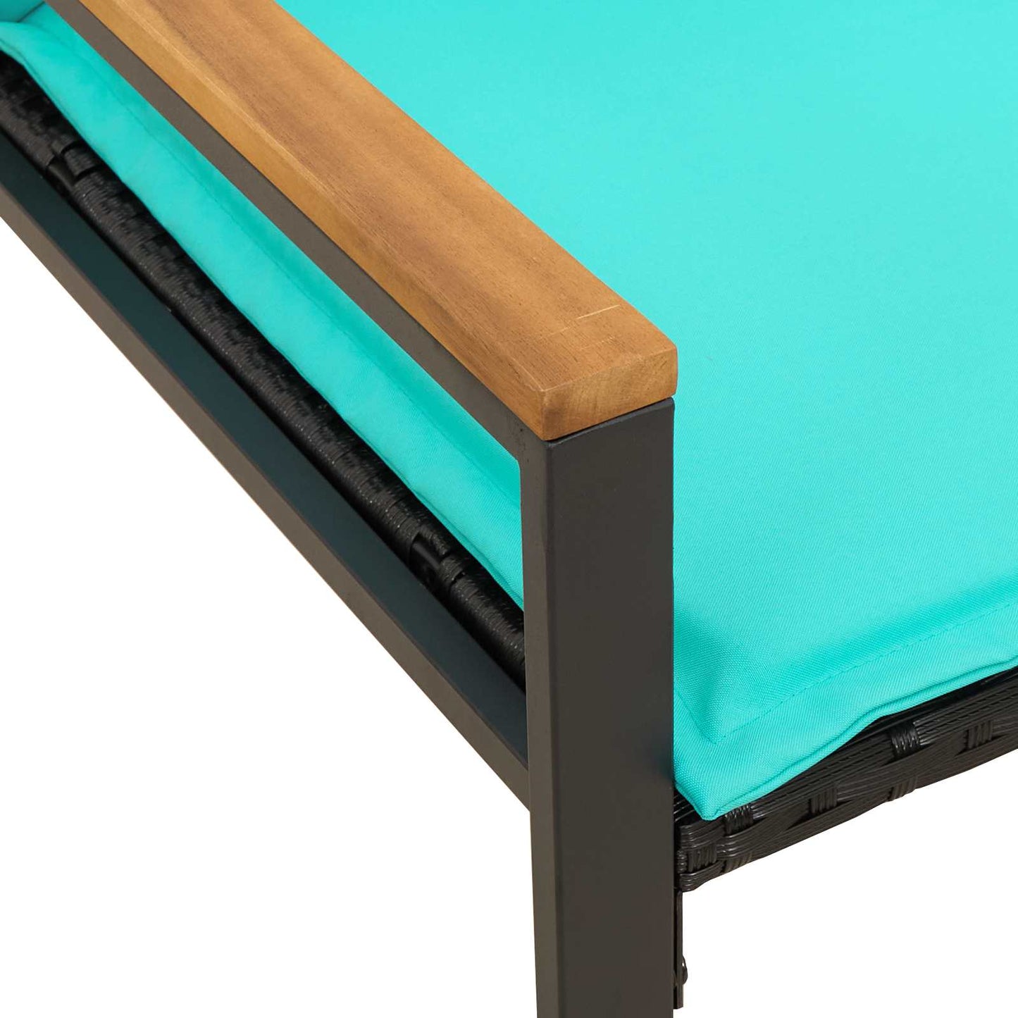 vidaXL παγκάκι με μαξιλάρι Μαύρο και Τυρκουάζ 115 x 65 x 72 εκ. Ρατάν