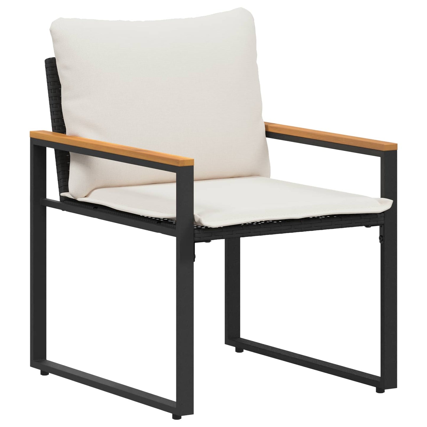 vidaXL Σύνολα επίπλων με μαξιλάρι 3 pcs Μαύρο και Κρεμ Λευκό Ρατάν