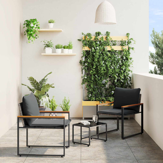 vidaXL Σύνολα επίπλων με μαξιλάρι 3 pcs Γκρι και Σκούρο Γκρι Ρατάν