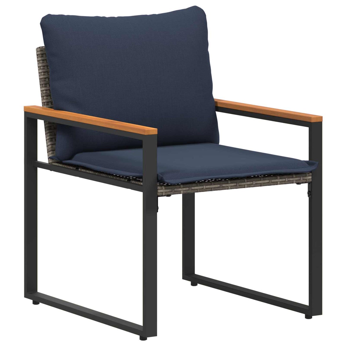 vidaXL Σύνολα επίπλων με μαξιλάρι 3 pcs Γκρι και Navy Blue Ρατάν