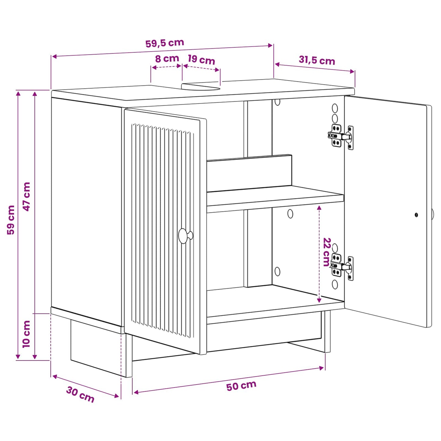 vidaXL Ντουλάπα Νιπτήρα Mπάνιου EDE Γκρι Sonoma 59,5 x 31,5 x 59 εκ.