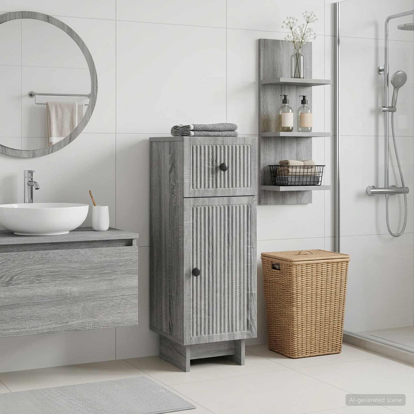 vidaXL Ντουλάπι Αποθήκευσης Μπάνιου EDE Γκρι Sonoma 30 x 31 x 80 εκ.