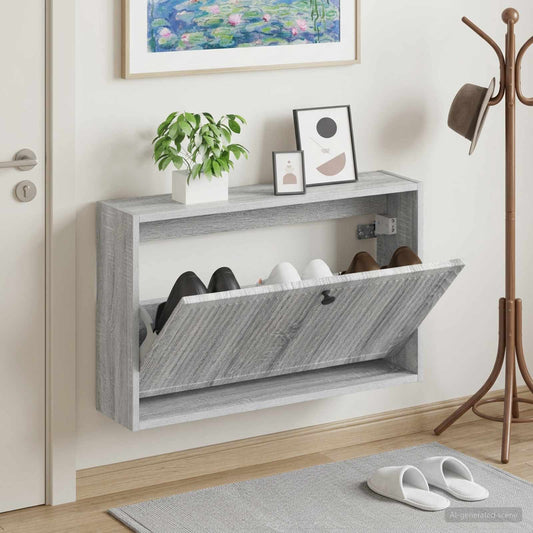 vidaXL Τοίχου Ντουλάπα Παπουτσιών EDE 71 x 17 x 43 εκ Γκρι Sonoma