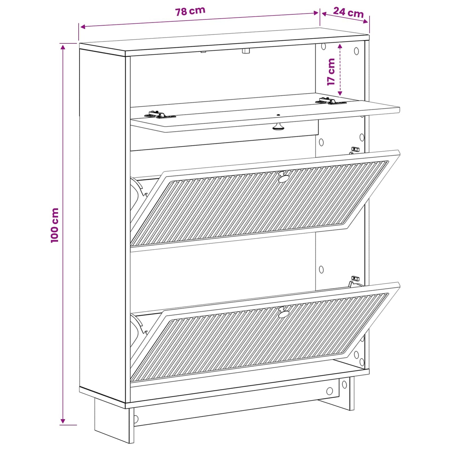 vidaXL Ντουλάπα Παπουτσιών EDE 78 x 24 x 103 εκ. Επεξεργασμένο Ξύλο