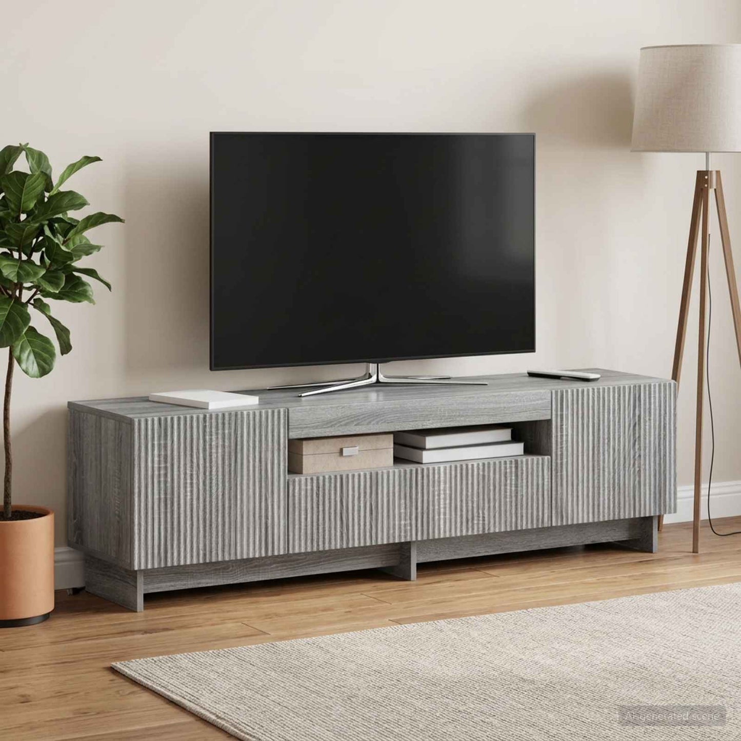 vidaXL Ντουλάπα LED Τηλεόρασης Γκρι Sonoma Επεξεργασμένο Ξύλο