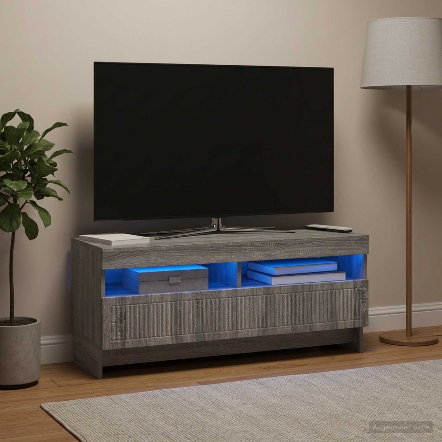 vidaXL Ντουλάπα LED Τηλεόρασης EDE 100 x 35 x 43 εκ. Γκρι Sonoma