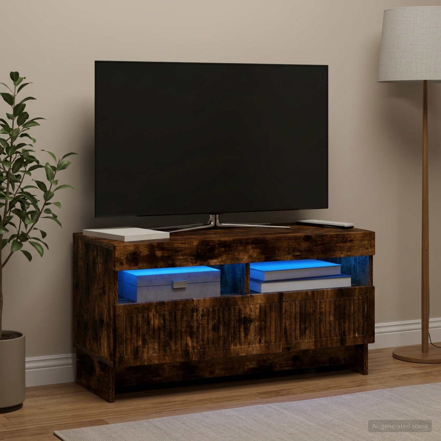 vidaXL Ντουλάπα LED Τηλεόρασης Καπνισμένο Ξύλο Δρυός
