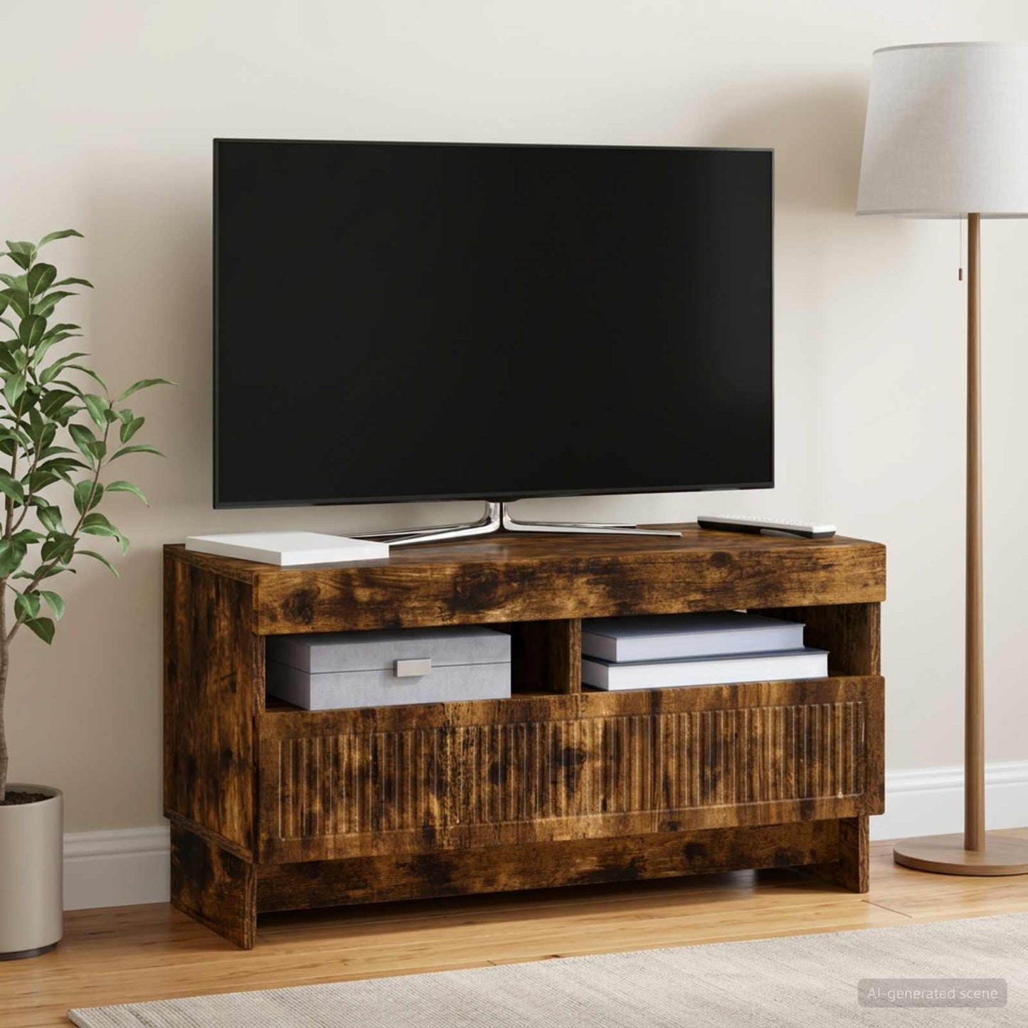vidaXL Ντουλάπα LED Τηλεόρασης Καπνισμένο Ξύλο Δρυός