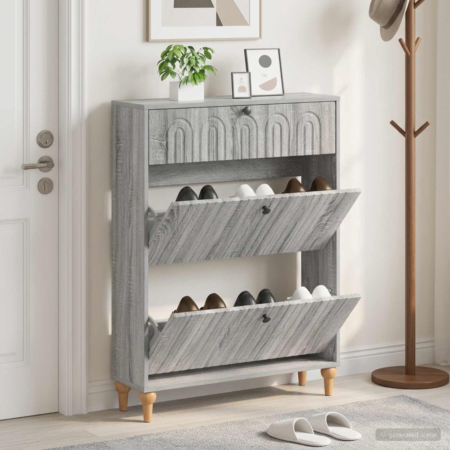 vidaXL Ντουλάπα Παπουτσιών ALKMAAR 78 x 24 x 103 εκ. Γκρι Sonoma