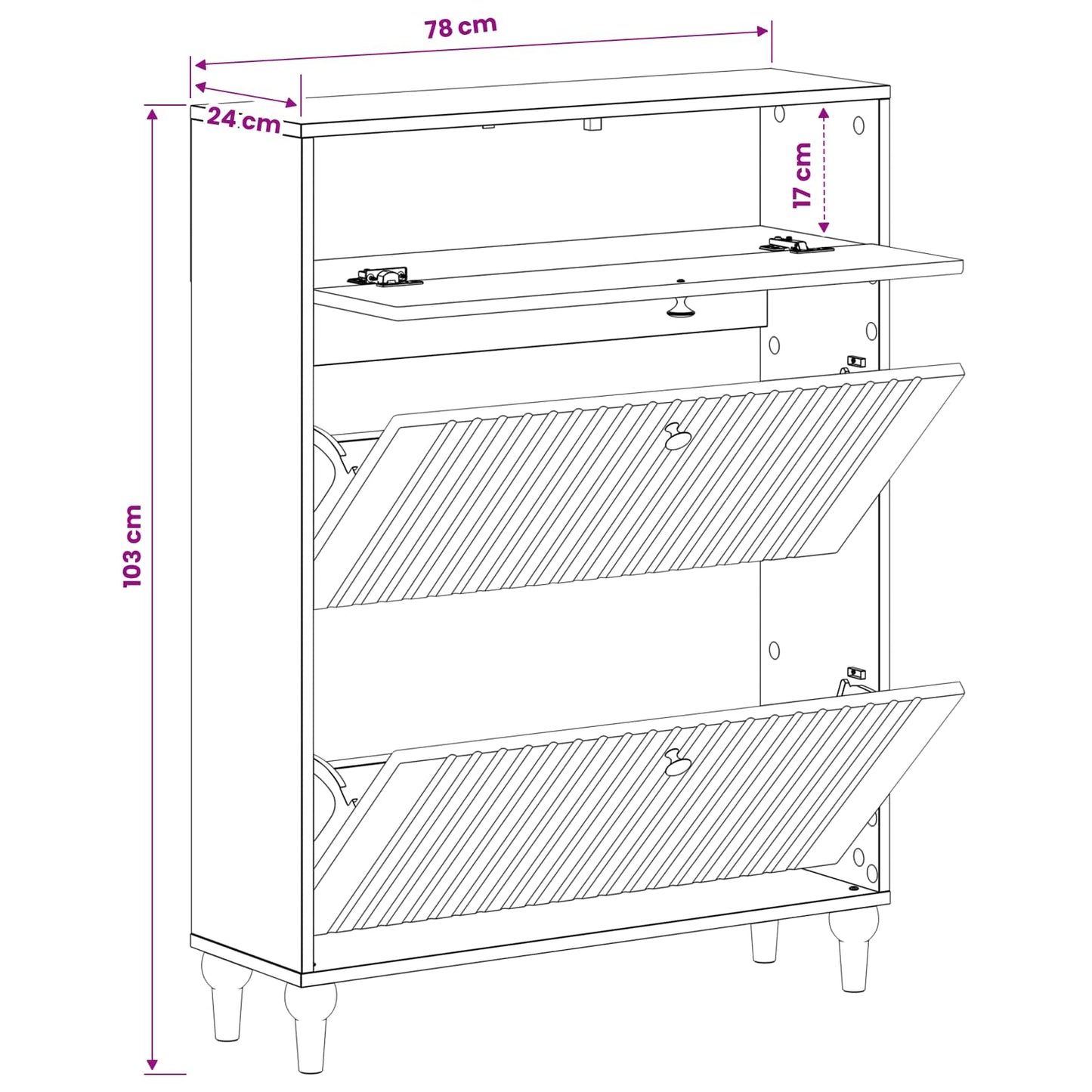 vidaXL Ντουλάπα Παπουτσιών ALKMAAR 78 x 24 x 103 εκ. Παλαιωμένο ξύλο