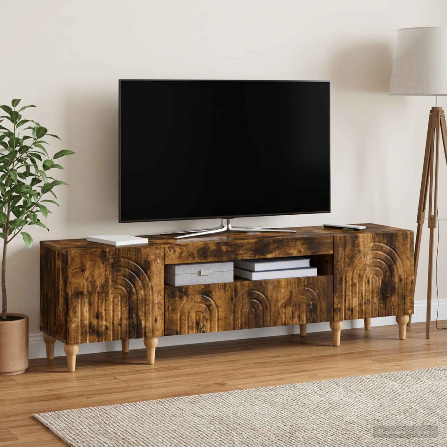vidaXL Ντουλάπα LED Τηλεόρασης Καπνισμένο Ξύλο Δρυός