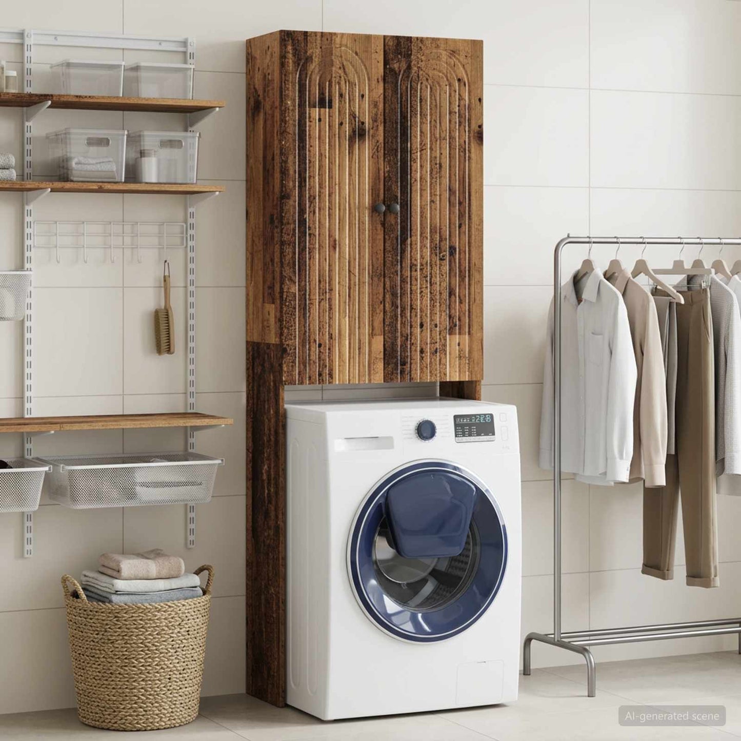 vidaXL Ντουλάπα τουαλέτας ALKMAAR Παλαιωμένο ξύλο 66 x 25,5 x 190 εκ.