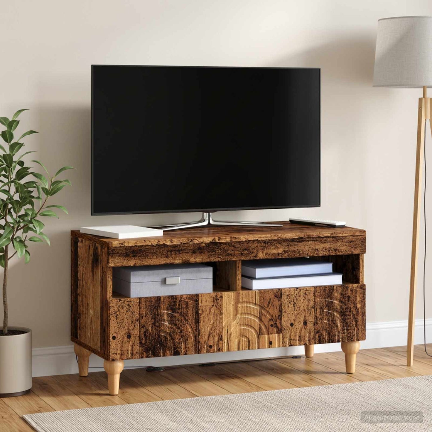 vidaXL Ντουλάπα LED Τηλεόρασης Παλαιωμένο ξύλο Επεξεργασμένο Ξύλο