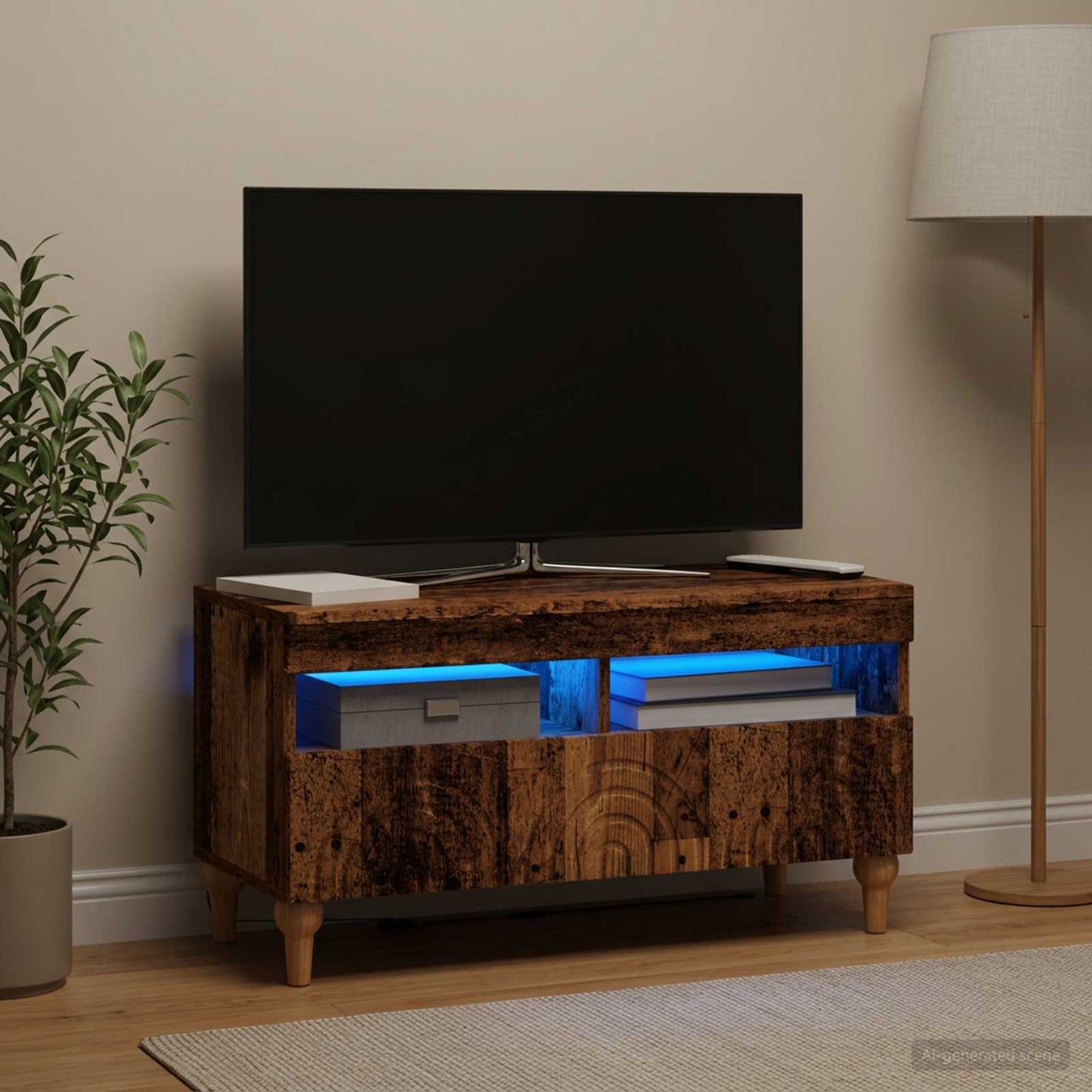 vidaXL Ντουλάπα LED Τηλεόρασης Παλαιωμένο ξύλο Επεξεργασμένο Ξύλο