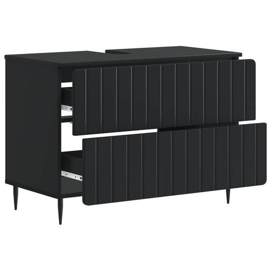 vidaXL Ντουλάπα Νιπτήρα Mπάνιου ZWOLLE Μαύρο 82 x 41 x 58,5 εκ