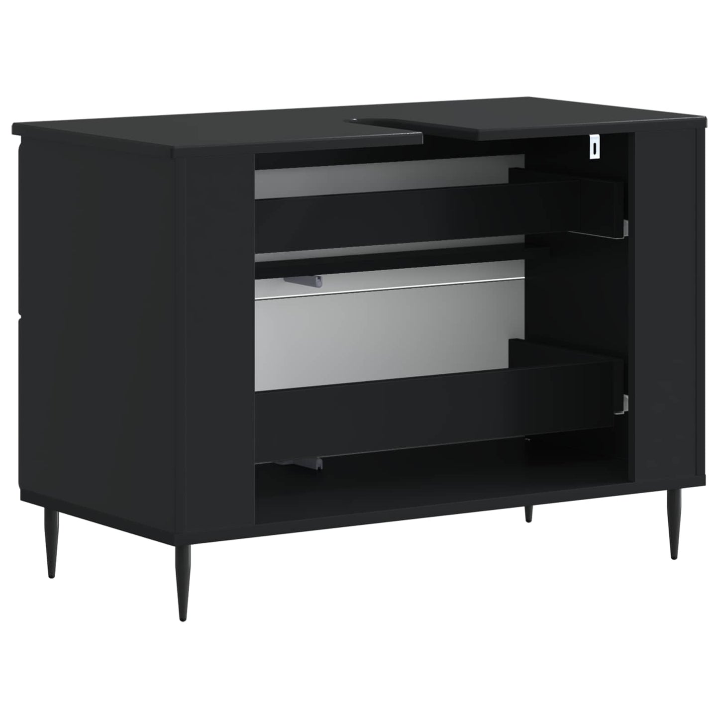 vidaXL Ντουλάπα Νιπτήρα Mπάνιου ZWOLLE Μαύρο 82 x 41 x 58,5 εκ