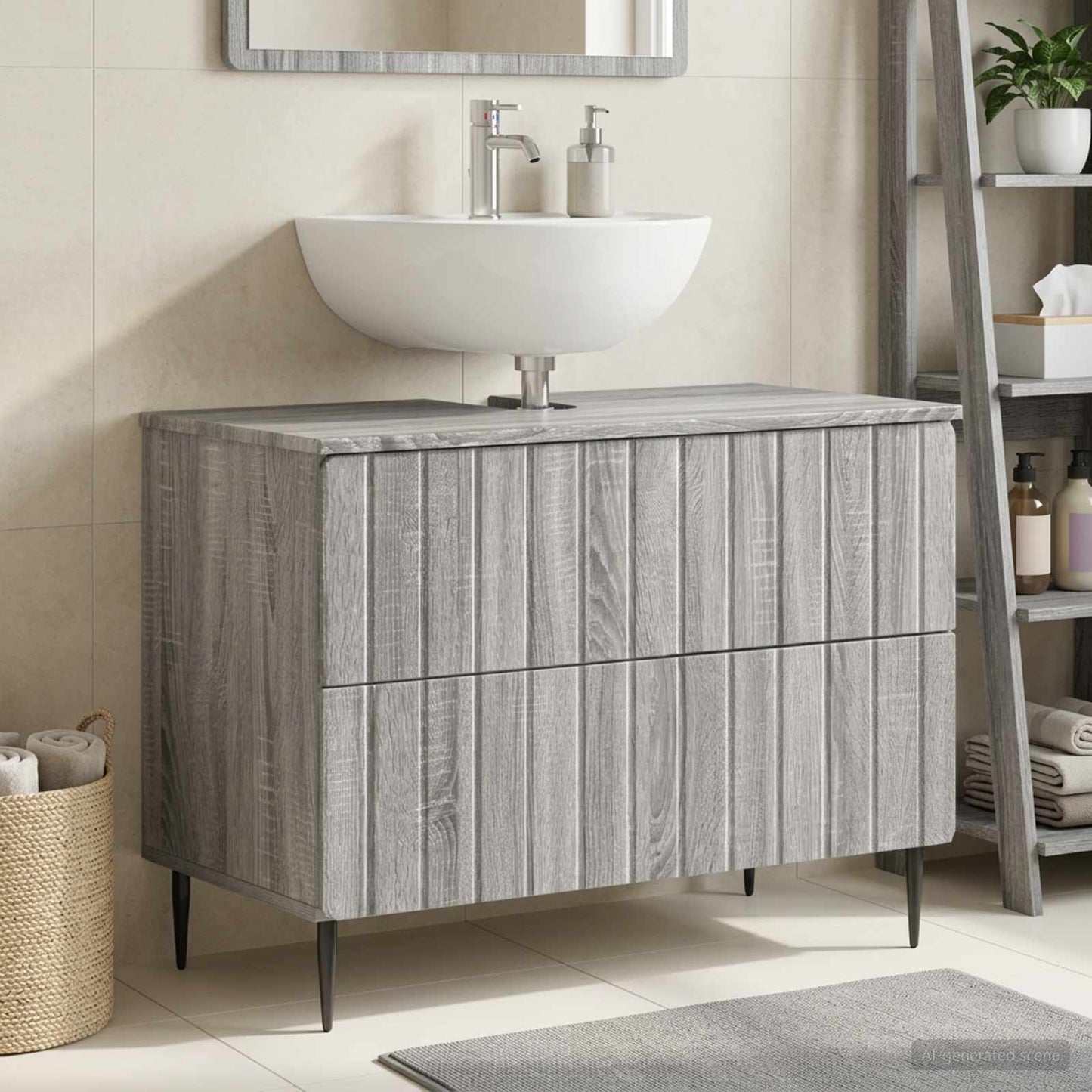vidaXL Ντουλάπα Νιπτήρα Mπάνιου ZWOLLE Γκρι Sonoma 82 x 41 x 58,5 εκ