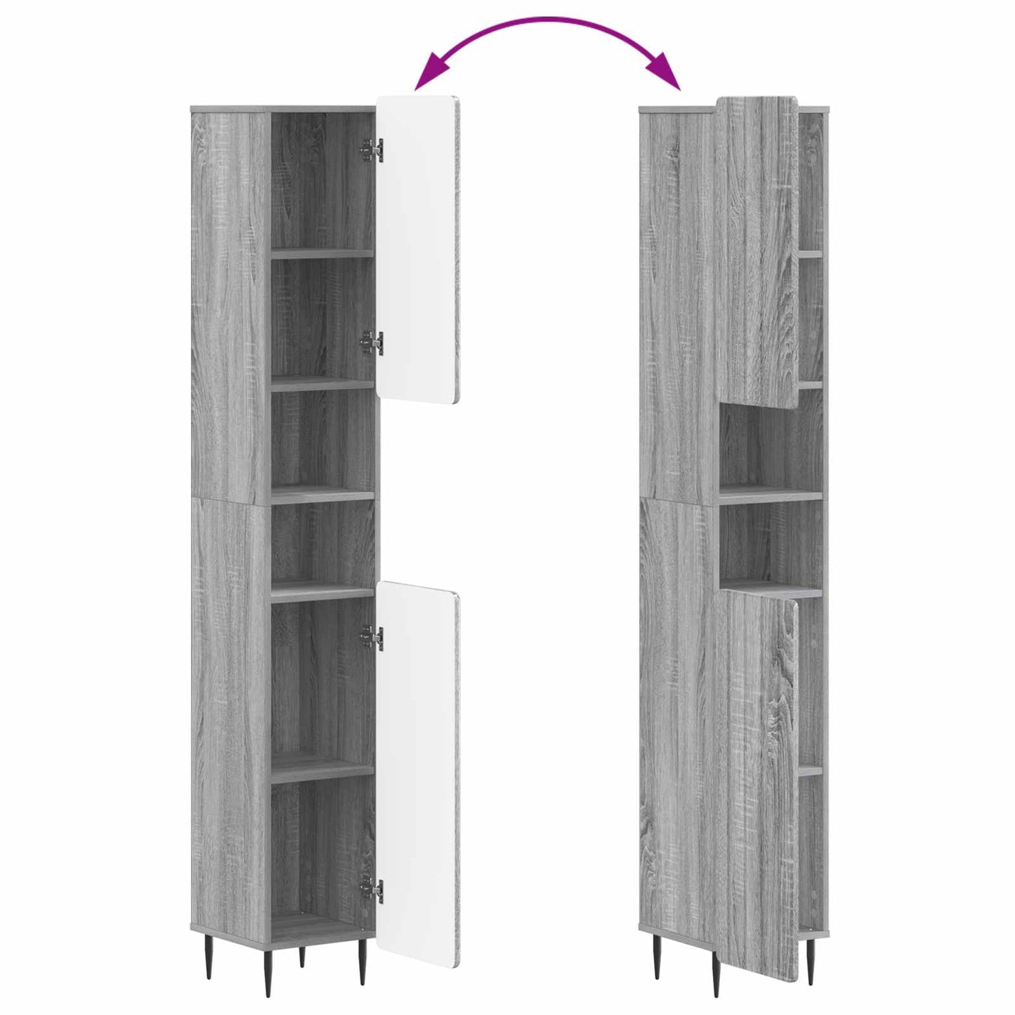 vidaXL Ντουλάπι Μπάνιου με Ανοιχτό Ράφι ZWOLLE Γκρι Sonoma