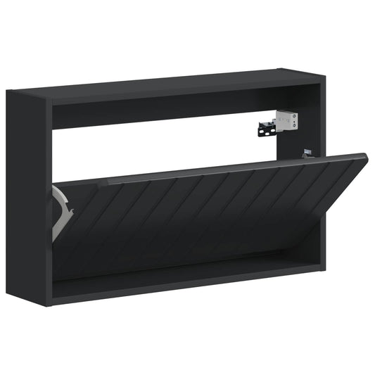 vidaXL Τοίχου Ντουλάπα Παπουτσιών ZWOLLE 71 x 17 x 43 εκ Μαύρο
