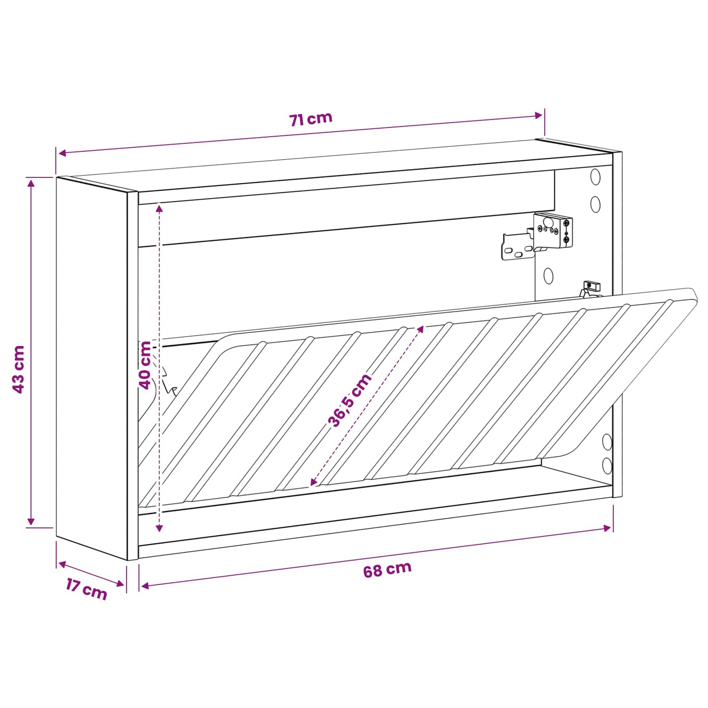 vidaXL Τοίχου Ντουλάπα Παπουτσιών ZWOLLE 71 x 17 x 43 εκ Sonoma Δρυς