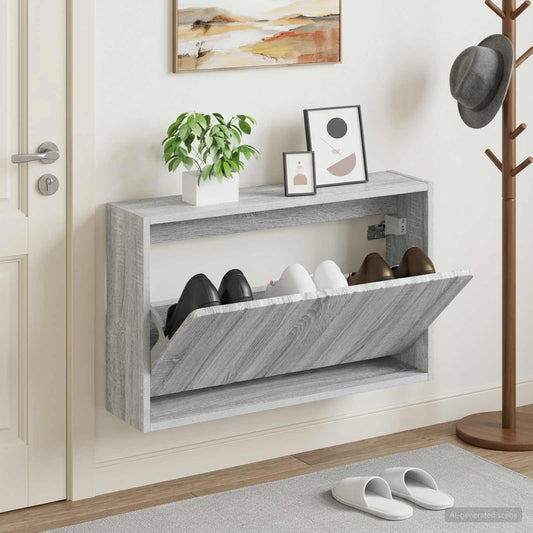 vidaXL Τοίχου Ντουλάπα Παπουτσιών ZWOLLE 71 x 17 x 43 εκ Γκρι Sonoma